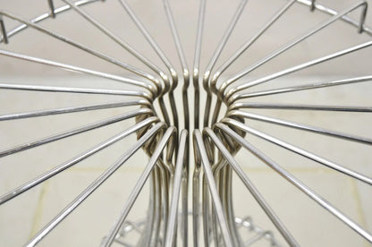 Vintage Mid Century Modern Chrome Metal Wire Pedestal Pastry Cake Stand