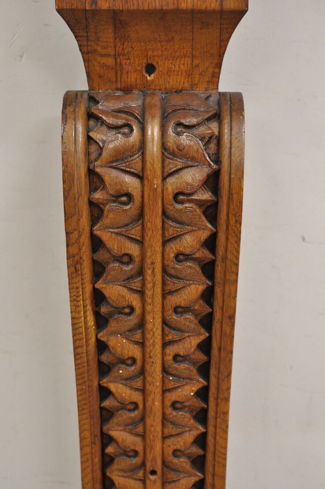 Antique Victorian Oak Wood French Renaissance 34" Tall Carved Corbel Bracket