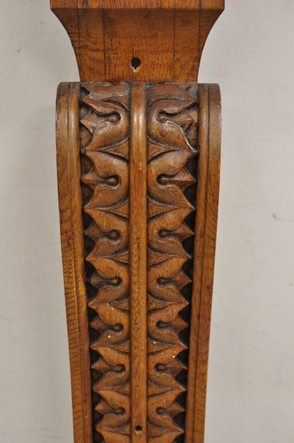 Antique Victorian Oak Wood French Renaissance 34" Tall Carved Corbel Bracket