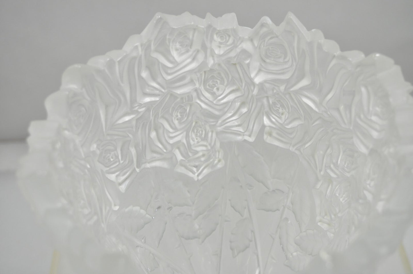 Vintage Shannon Crystal Glass 3D Rose Tall Sculpted Vase Made by Godinger