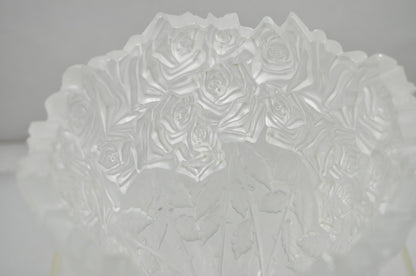 Vintage Shannon Crystal Glass 3D Rose Tall Sculpted Vase Made by Godinger