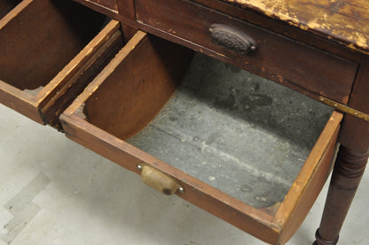 Antique French Country Primitive Possum Belly Pine Wood Bakers Work Table