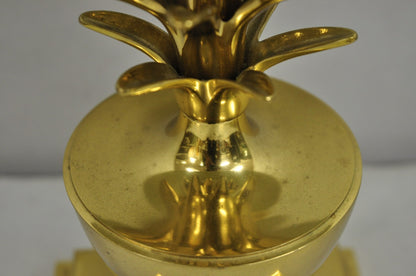 Chapman Hollywood Regency Brass Pineapple Tole Metal Black Shade Table Lamp