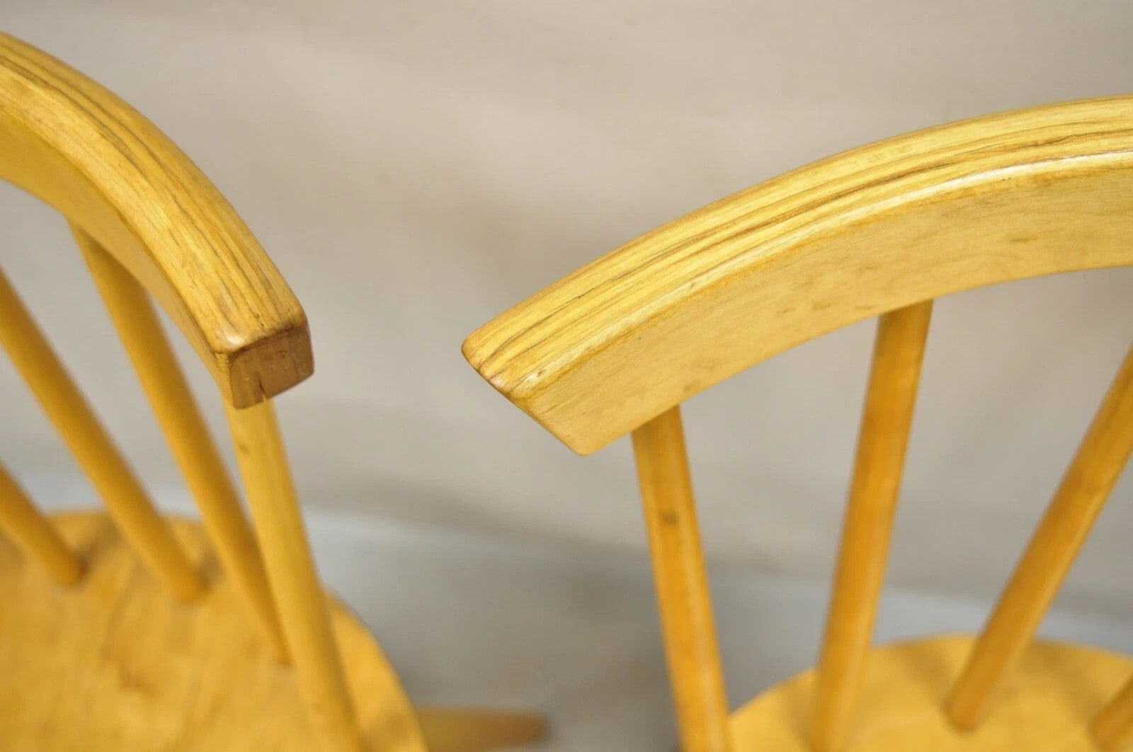 Vintage Mid Century Modern Spindle Back Birch Maple Side Chairs - a Pair