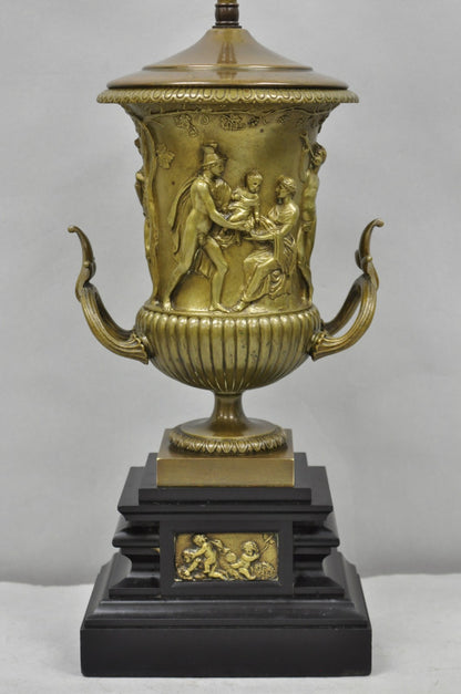 Antique Clodion French Neoclassical Figural Bronze Trophy Cup Urn Table Lamp