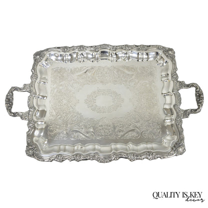 Vintage English Victorian Silver Plated Twin Handle Bar Serving Platter Tray