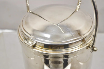 Vintage Wallace Mid Century Modern Silver Plated Glass Lined Hinged Ice Bucket