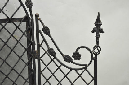 Antique Gothic Arts & Crafts Wrought Iron Scrolling Folding Fireplace Screen