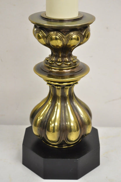 Vintage Stiffel Hollywood Regency Brass Baroque Candlestick Table Lamp