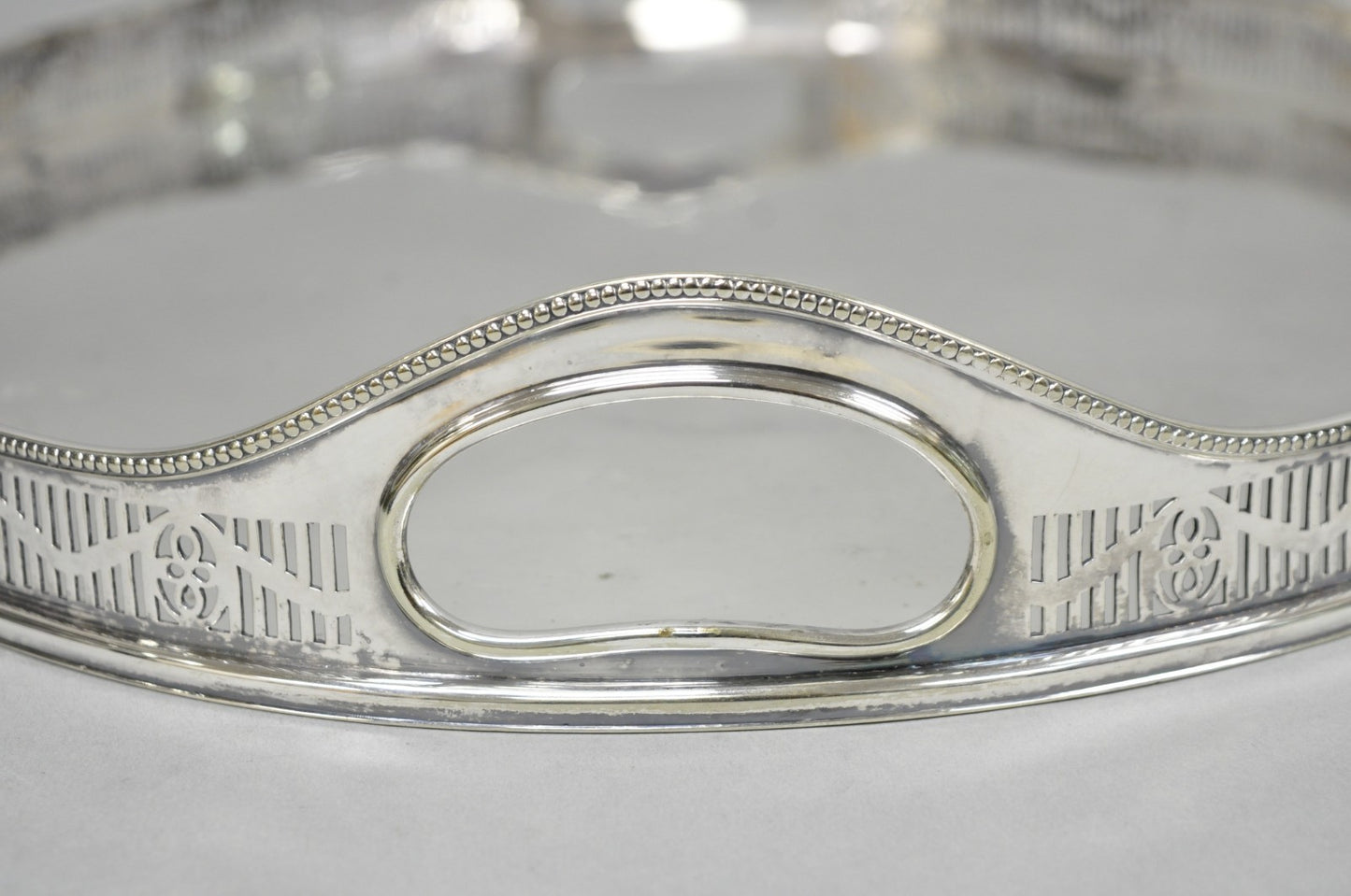 Antique English Sheffield Edwardian Silver Plated Oval Serving Platter Tray