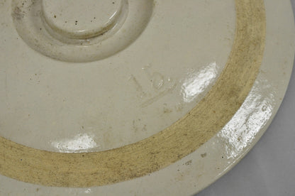 Antique American Primitive Salt Glazed Ceramic 15 Gallon Crock Pot Lid Cover