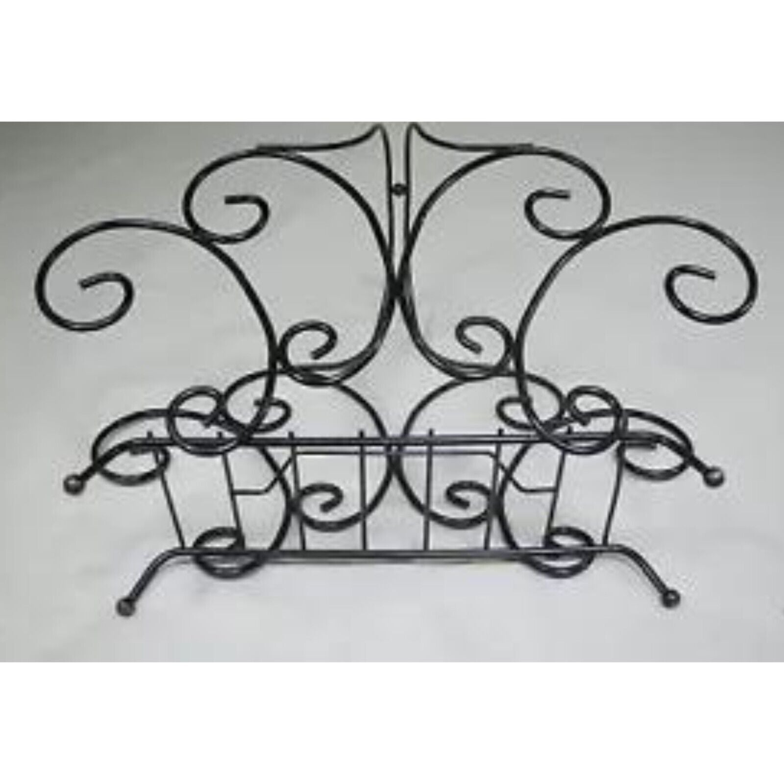 Vintage Wrought Iron Scrolling Hollywood Regency Whimsical Magazine Rack Stand