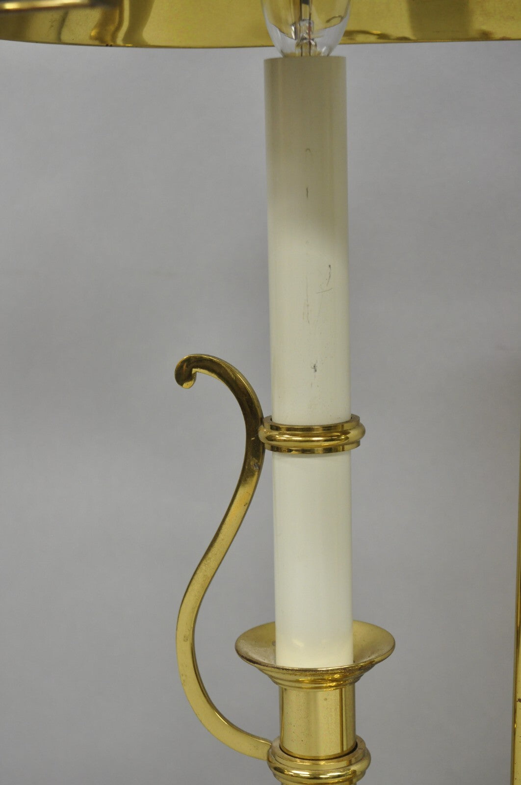 Vintage French Empire Brass Candlestick Tole Metal Bouillotte Desk Table Lamp