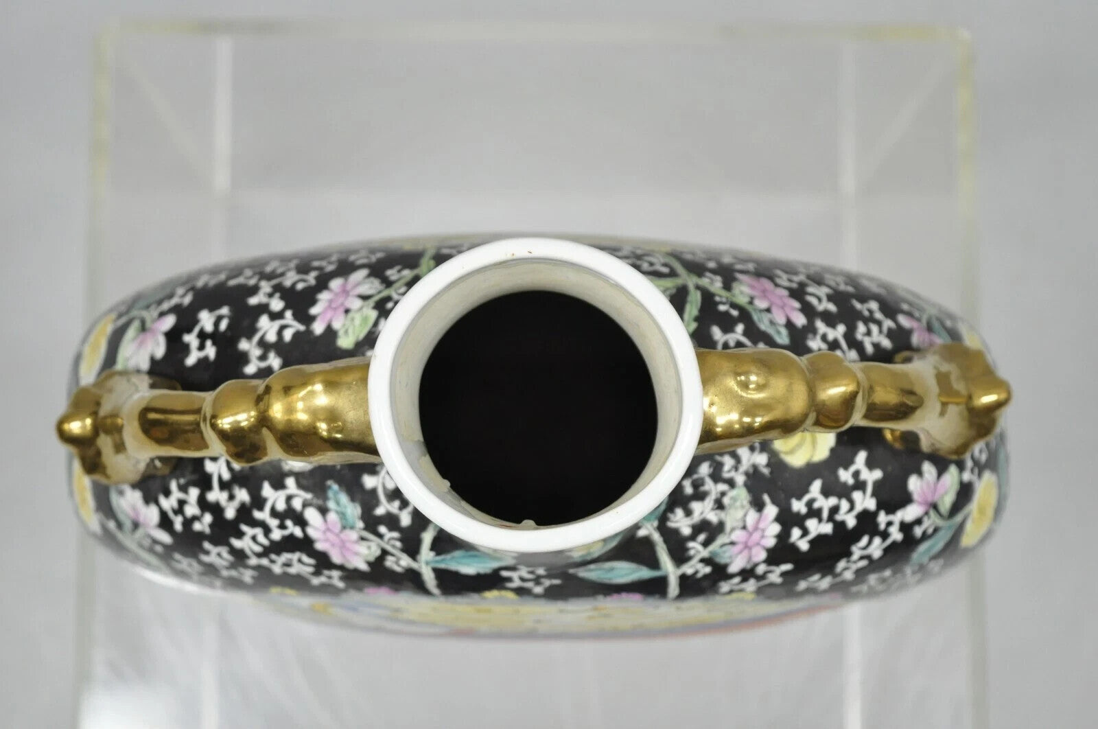 Vintage Chinese Porcelain Double Handle Large 19" Moon Flask Flower Vase