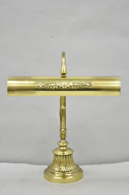 Vintage Victorian Style Brass Acanthus Scrolling Bankers Desk Table Lamp