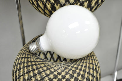 Vintage Mid Century Modern Woven Spun Fiberglass Triple Shade Table Lamp - Pair