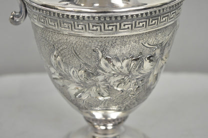 Antique English Victorian Silver Plated Floral Repousse Coffee Pot Teapot