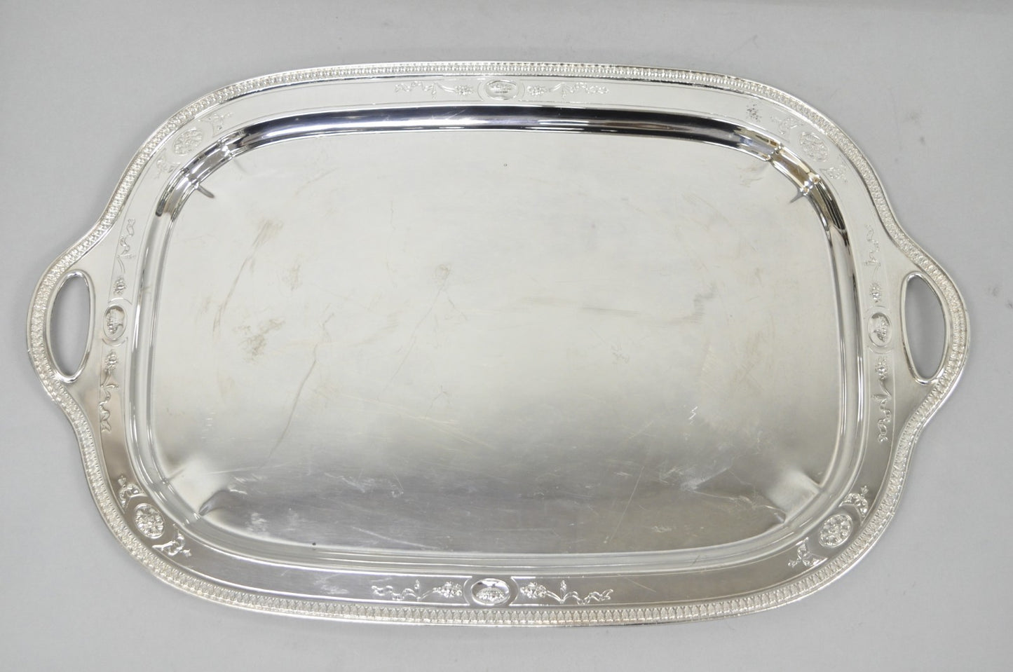 Antique Reed & Barton 04072 English Edwardian Silver Plater Serving Platter Tray