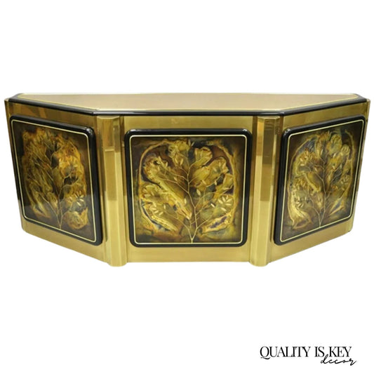 Bernhard Rohne For Mastercraft Acid Etched Brass Tree Of Life Credenza Cabinet