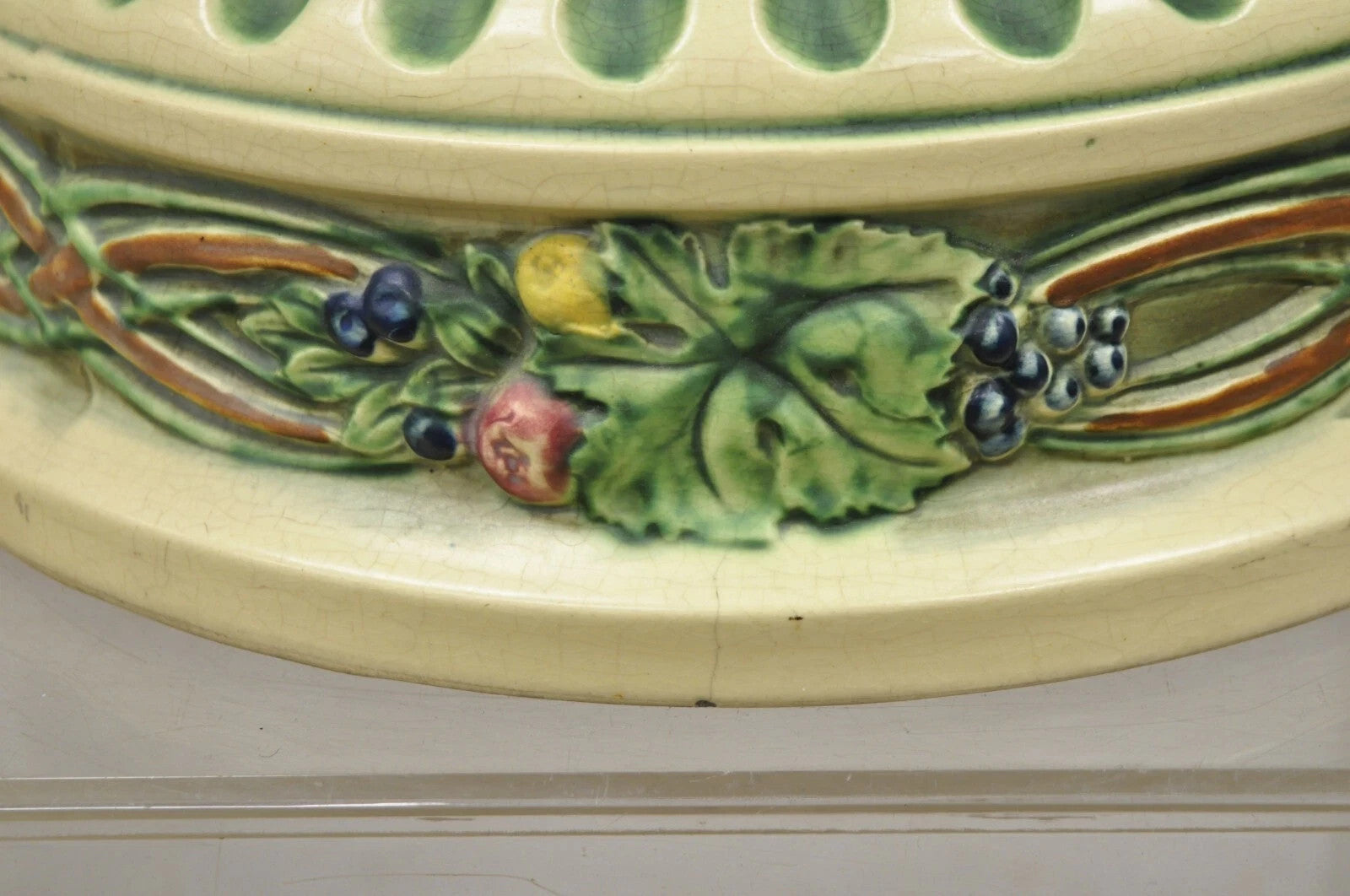 Antique Roseville Corinthian Pattern Jardiniere Planter Pot & Rare Low Pedestal