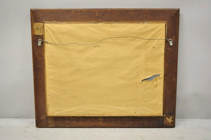 19th C American Victorian Hand Carved Oak Wood Gold Gilt Shadow Box Wall Mirror