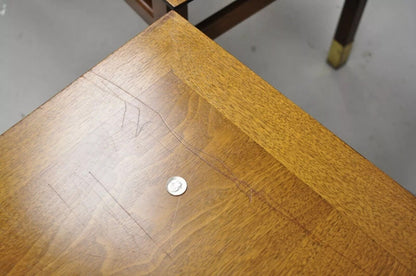 Mid Century Modern Walnut & Brass American of Martinsville End Tables - a Pair