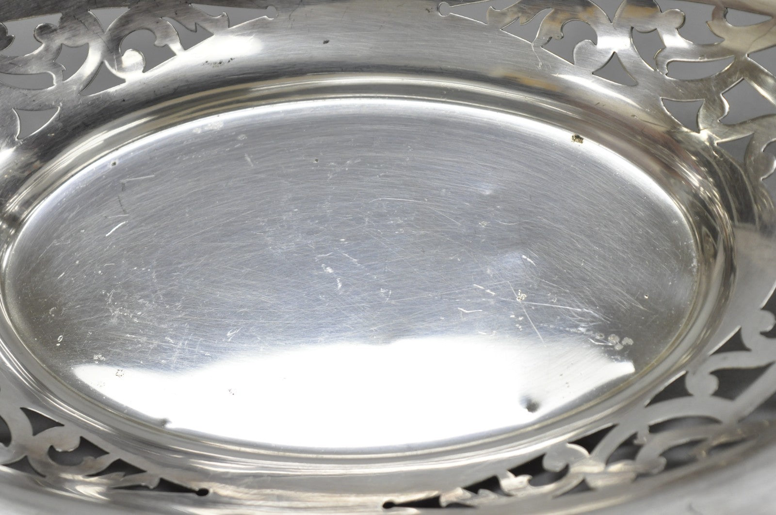 Antique Victorian Silver Plated Oval Reticulated Trinket Dish Tray by L.B.S. Co
