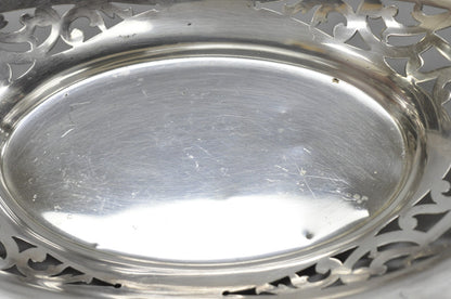 Antique Victorian Silver Plated Oval Reticulated Trinket Dish Tray by L.B.S. Co