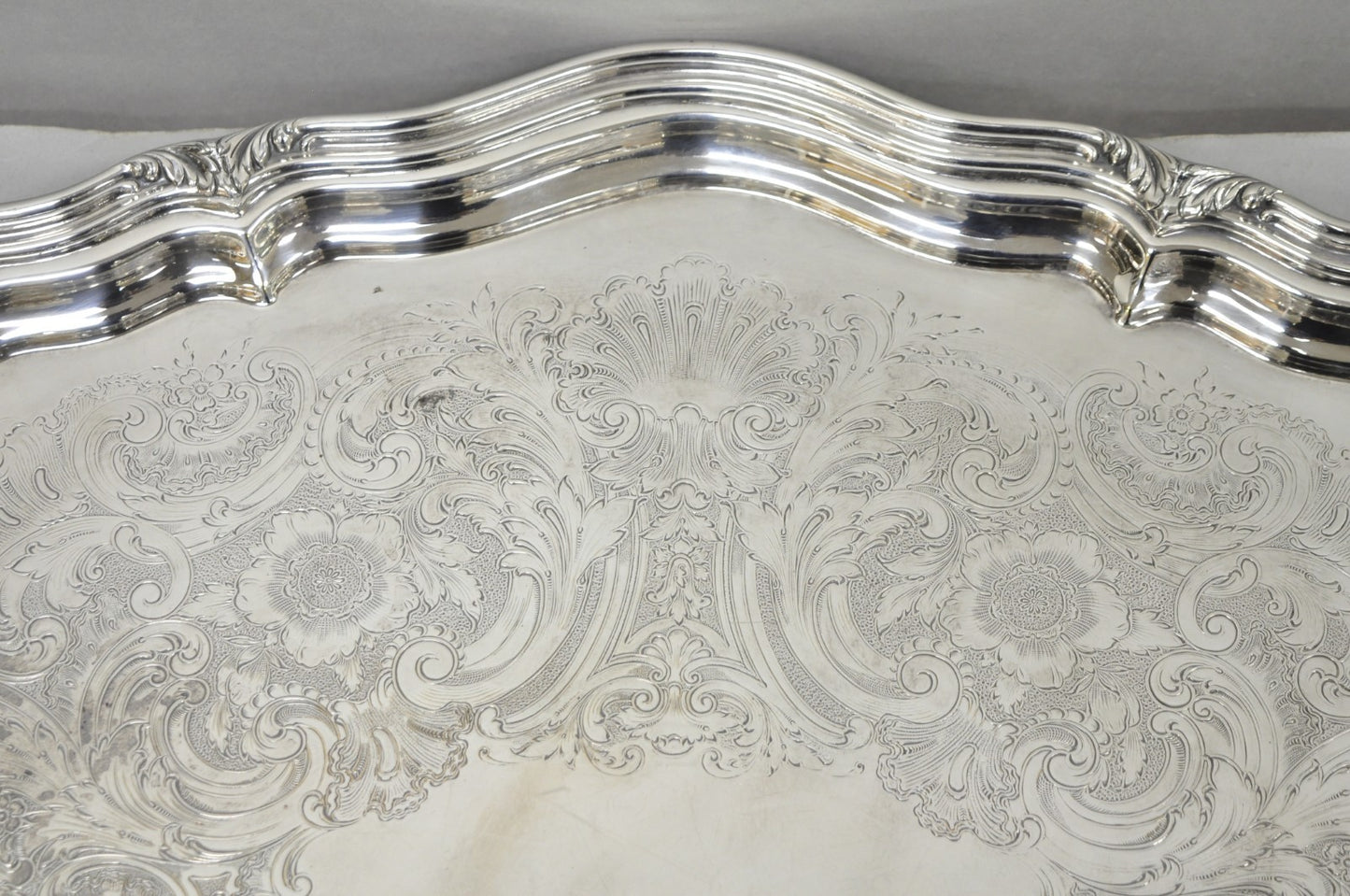 Antique Reed & Barton Winthrop Silver Plated Victorian Bar Serving Platter Tray