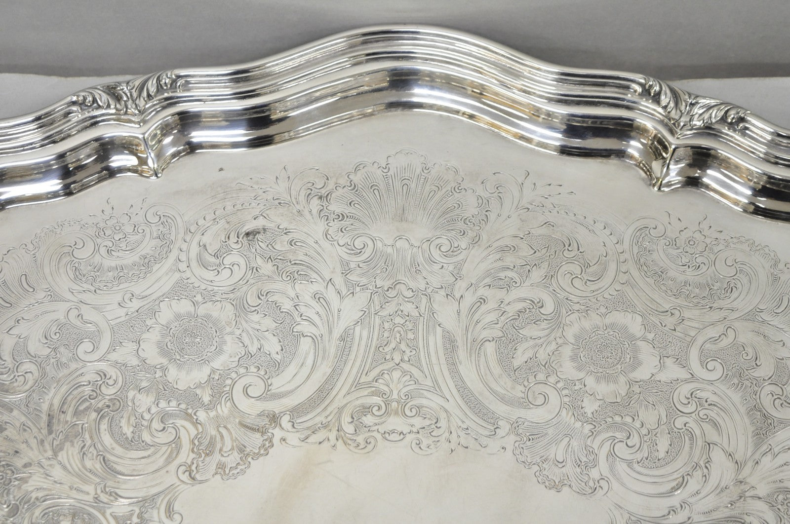 Antique Reed & Barton Winthrop Silver Plated Victorian Bar Serving Platter Tray
