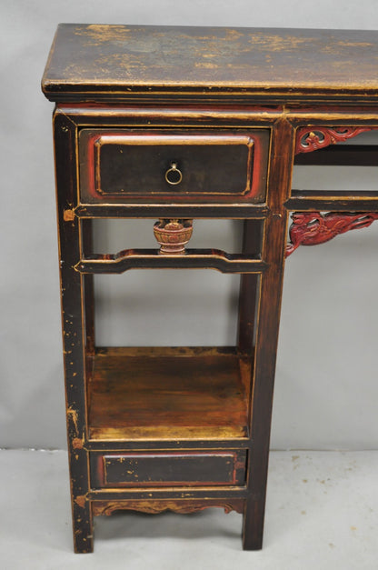 Antique Chinese Carved Hardwood Altar Console Table Sideboard Buffet w/ Drawers