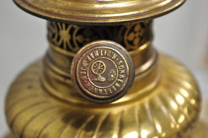 Victorian Bronze Griffin Figural Converted Oil Lamp Marble Side Table Floor Lamp