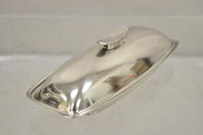 Vintage Gorham YC 775 Silver Plated Modern Butter Dish w/ Glass Liner