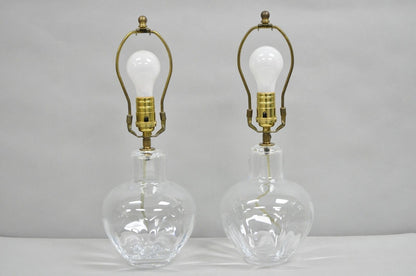 Vintage Simon Pearce Shelburne Modern Handblown Glass Vase Small Table Lamp Pair