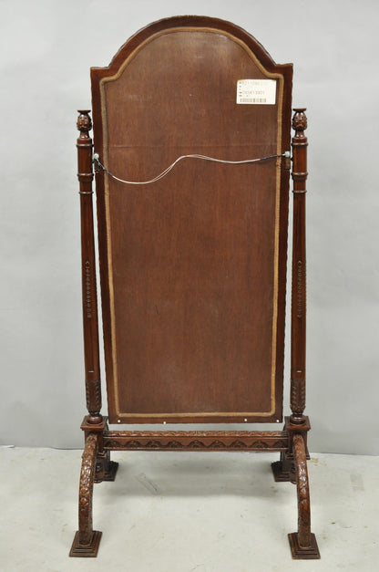 Wellington Carved Mahogany Frame Italian Renaissance Tall Dressing Cheval Mirror