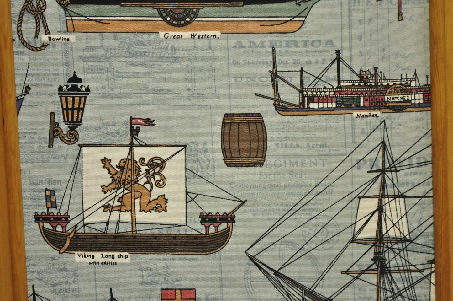 Vintage Nautical Custom Viking Clipper Ship Fabric Room Divider Dressing Screen