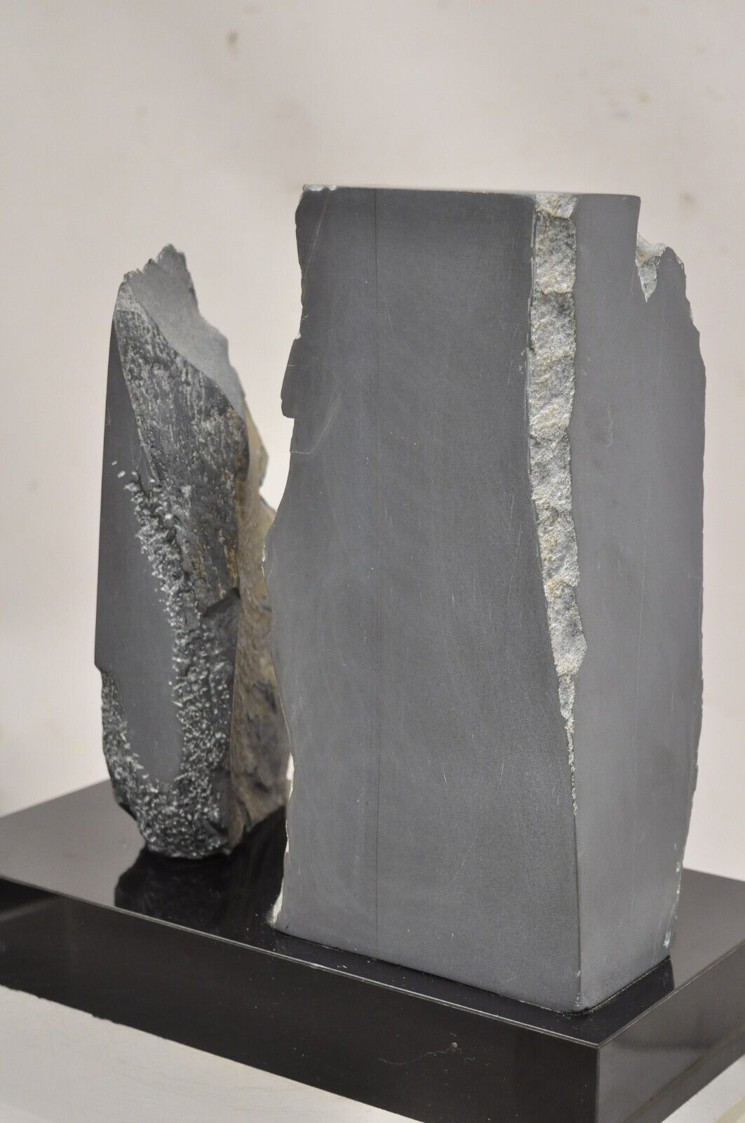 Naomi Feinberg "Fractured Planet" Gray Stone Abstract Modern Sculpture