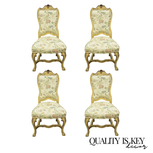 Minton Spidell Italian Regency Rococo Cream Painted Dining Chairs - Set of 4