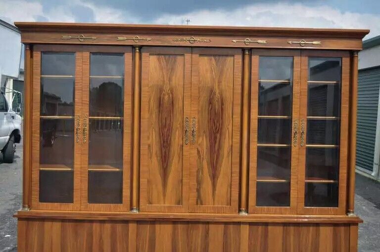 Bethehem Furn. Rosewood Neoclassical Bookcase Breakfront Entertainment Cabinet