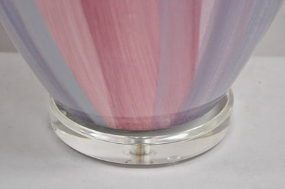 Vintage Postmodern Large Ceramic "Hot Air Balloon" Pink Striped Table Lamp