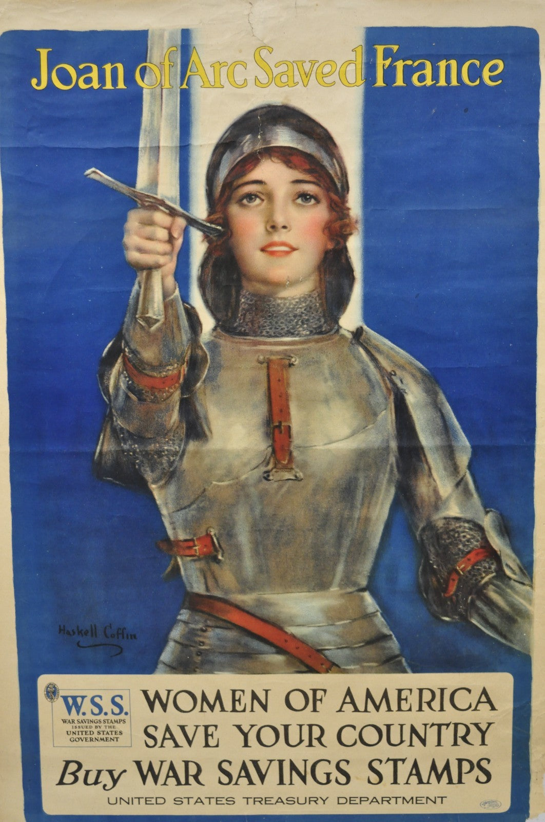Original 1918 WWI Poster 'Joan of Arc Saved France' by William Haskell Coffin