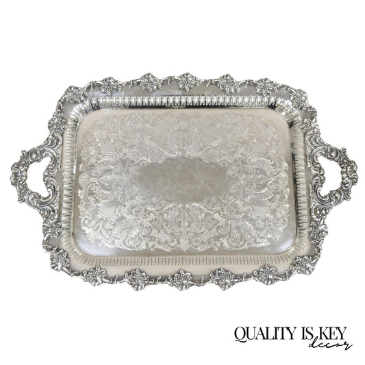 Antique Old English Repro 6589 Silver Plated Grapevine Serving Platter Tray