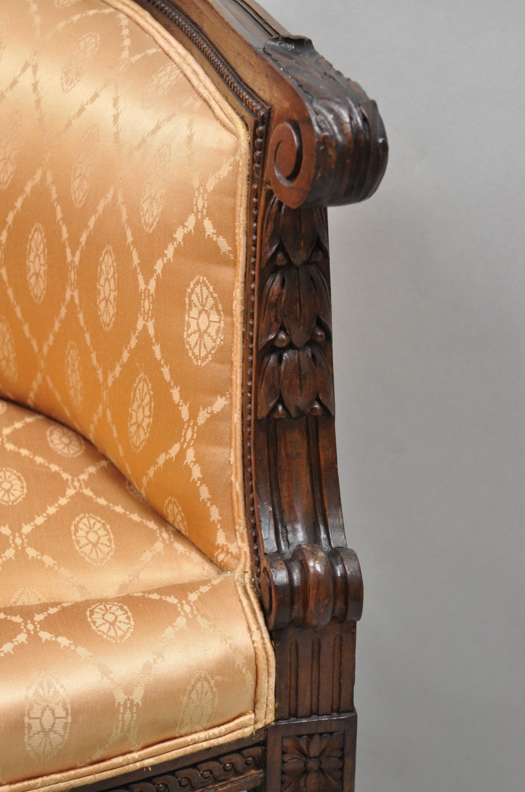 Antique French Victorian Louis XV Style Open Carved Walnut Loveseat Settee Sofa