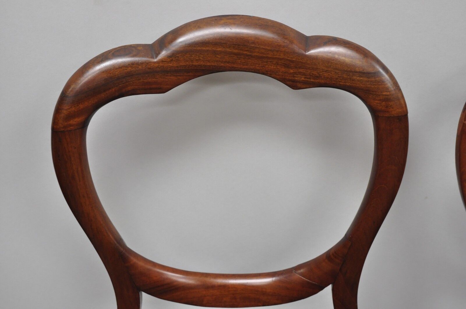 Antique English Victorian Balloon Back Mahogany Library Side Chairs - Set of 4