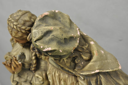 Antique French Renaissance Hennecke & Co "Faust & Marguerite" Plaster Statue