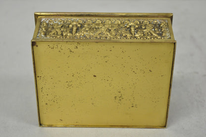 Antique Louis XV Style Brass Bronze Cherub Vanity Jewelry Tobacco Box Humidor