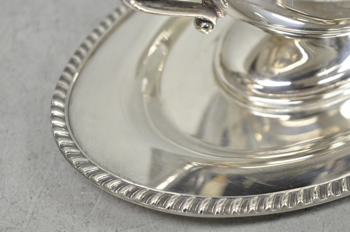 Vintage Crescent Victorian Silver Plated Gravy Sauce Boat on Attached Dish Plate