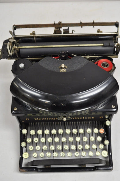 Antique 1930s Remington Noiseless Model 6 Black Typewriter