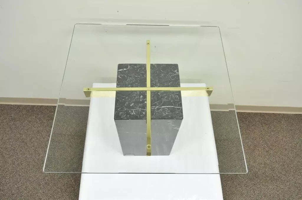 Vintage Artedi Italian Modern Brass Marble Glass Cantilever Accent Side Table