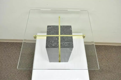 Vintage Artedi Italian Modern Brass Marble Glass Cantilever Accent Side Table